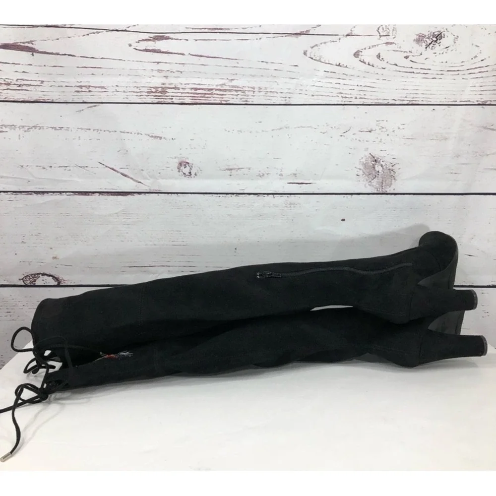 Zigi Soho Bryna Black Over The Knee Heeled Boot Embroider Floral Boho Hippie 6.5